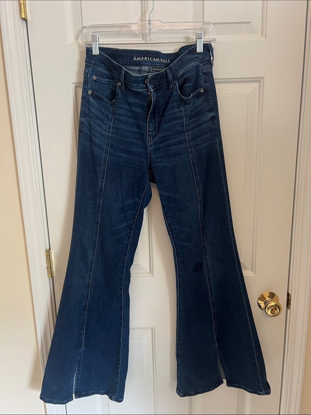 American Eagle Outfitters Dark Blue High-Rise Festival Flare Jeans